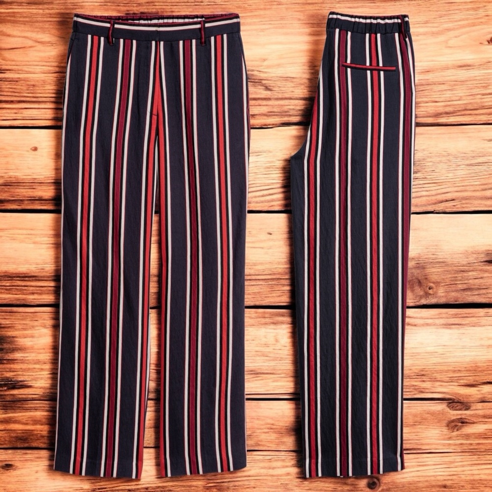 H&M: Striped Dark Blue and Red Trousers